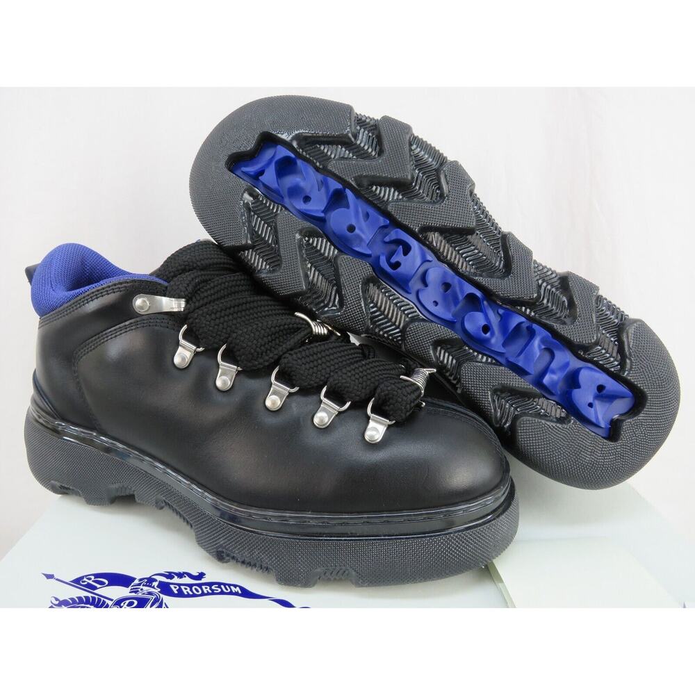 NIB BURBERRY TREK BLACK LEATHER LACE UP HIKING BOOTS US 11 44 ITALY - Picture 11 of 16